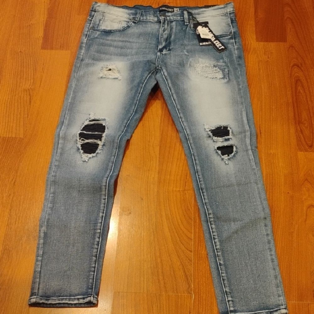 RocLight Blue Distressed Skinny Jeans